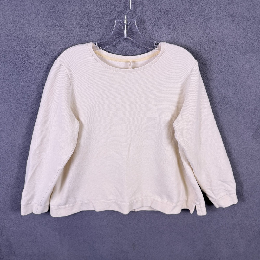 Eileen Fisher Sweatshirt Top Organic Cotton L French Terry USA Made Old Money